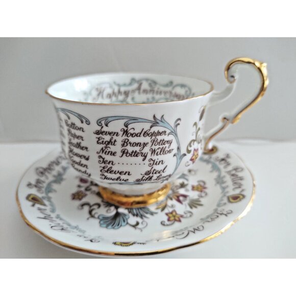 Paragon Warranted Wedding Anniversary Teacup and Saucer For Better, For Worse - Picture 4 of 13